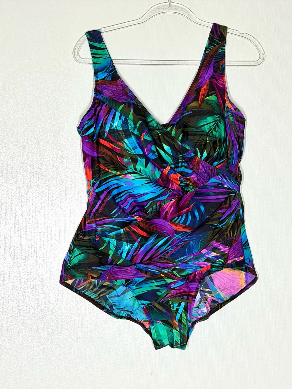 Miraclesuit Oceanus One-Piece Swimsuit in Bright Tropical Leaf Print plus size